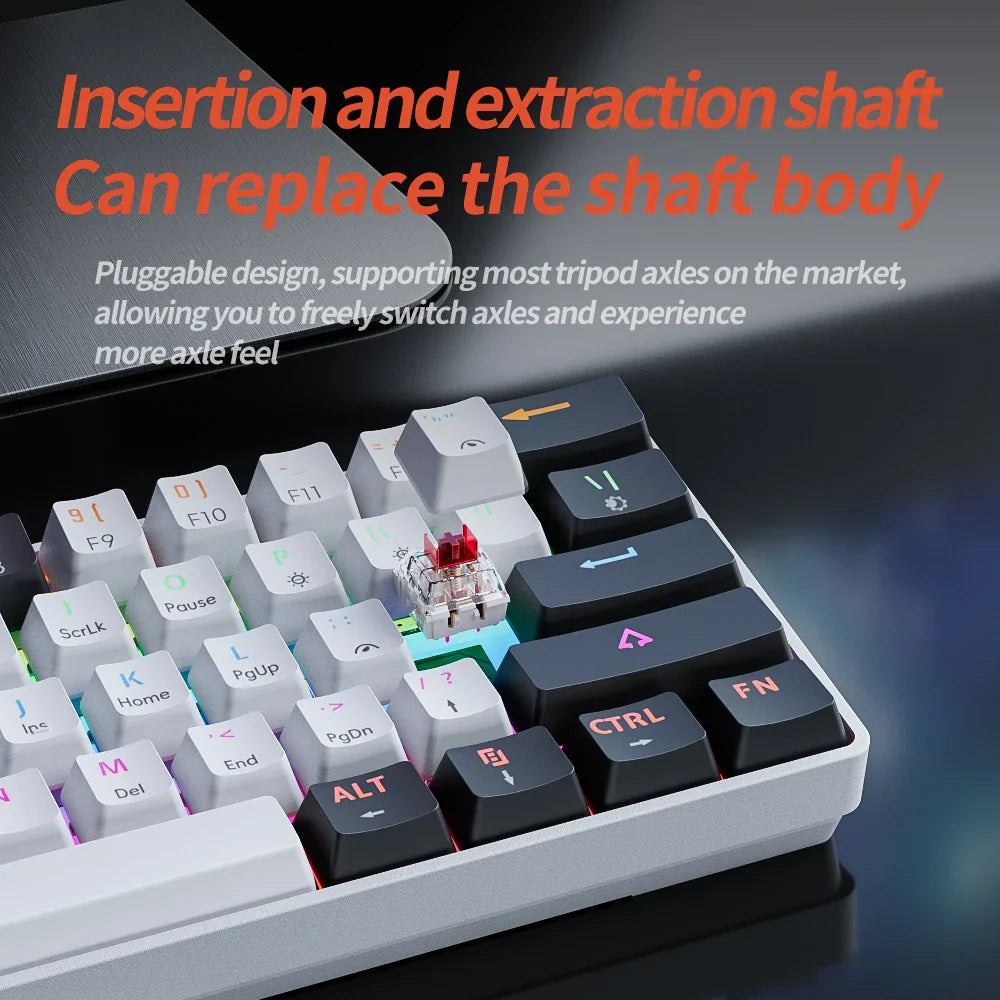 61 Keys USB Gaming Mechanical Keyboard Red Switch RGB